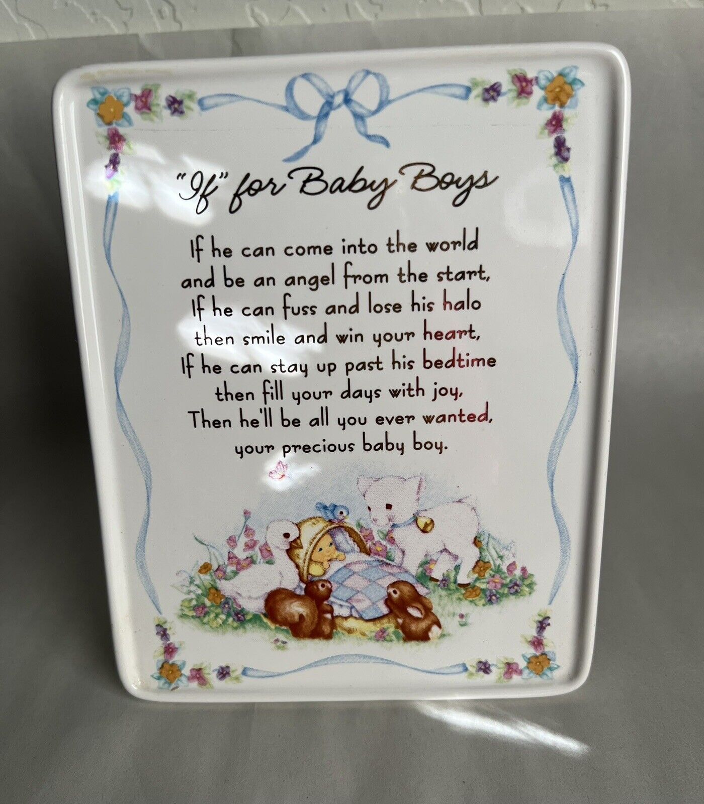 "If" For Baby Boys Ceramic Hallmark Plaque 5"x6"