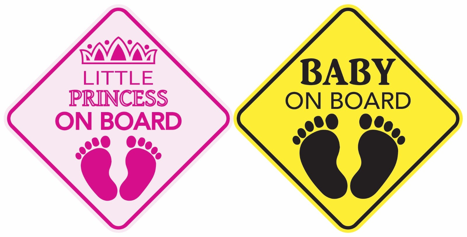 BABY ON BOARD and LITTLE PRINCESS ON BOARD Sticker Decal Sign 5.8"x5.8"