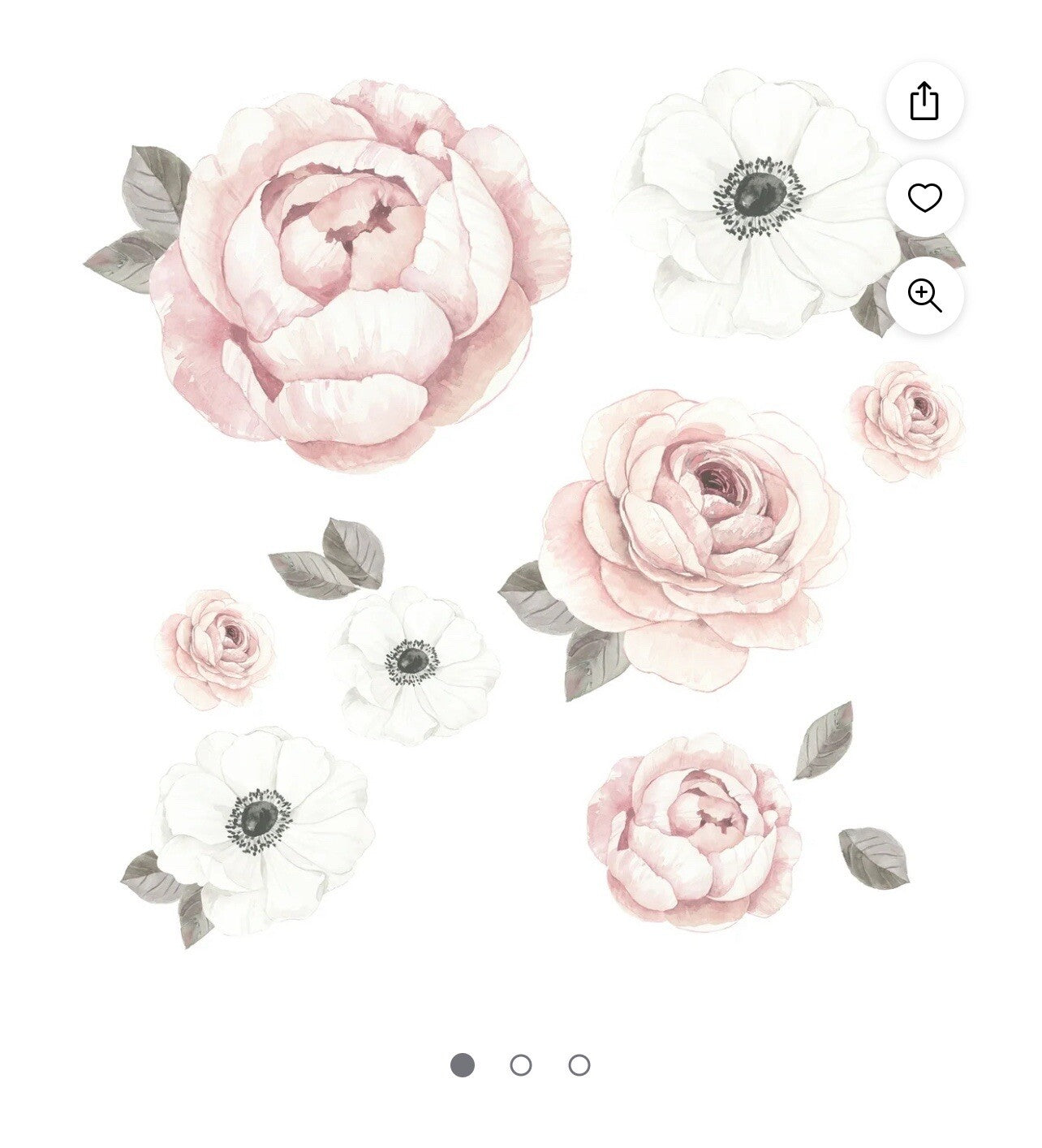 Lambs & Ivy Floral Garden Large Pink/White Watercolor Flowers Wall Decals