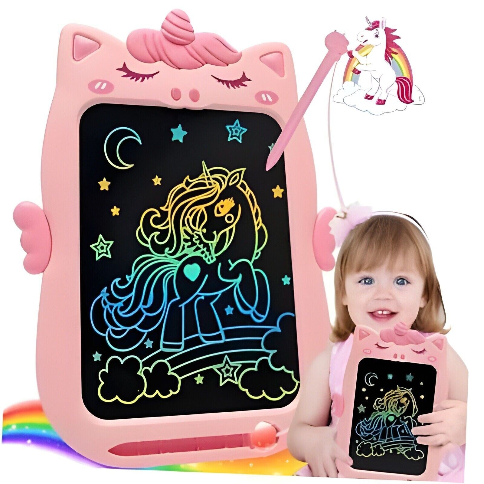 Toys for 1 2 3 Year Old Girl Gifts,10IN LCD Writing Tablet for Pink