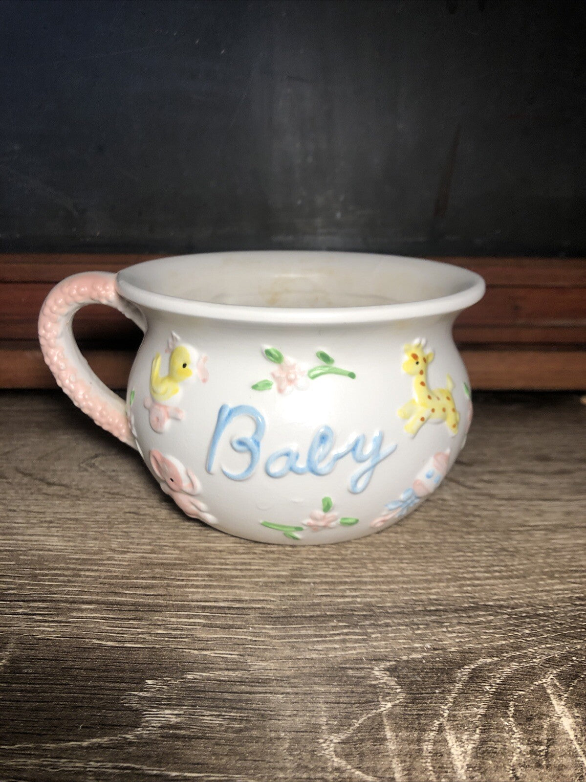 Vintage Napcoware Ceramic Baby Nursery Mug Planter Pastel 7130 Import Japan E14