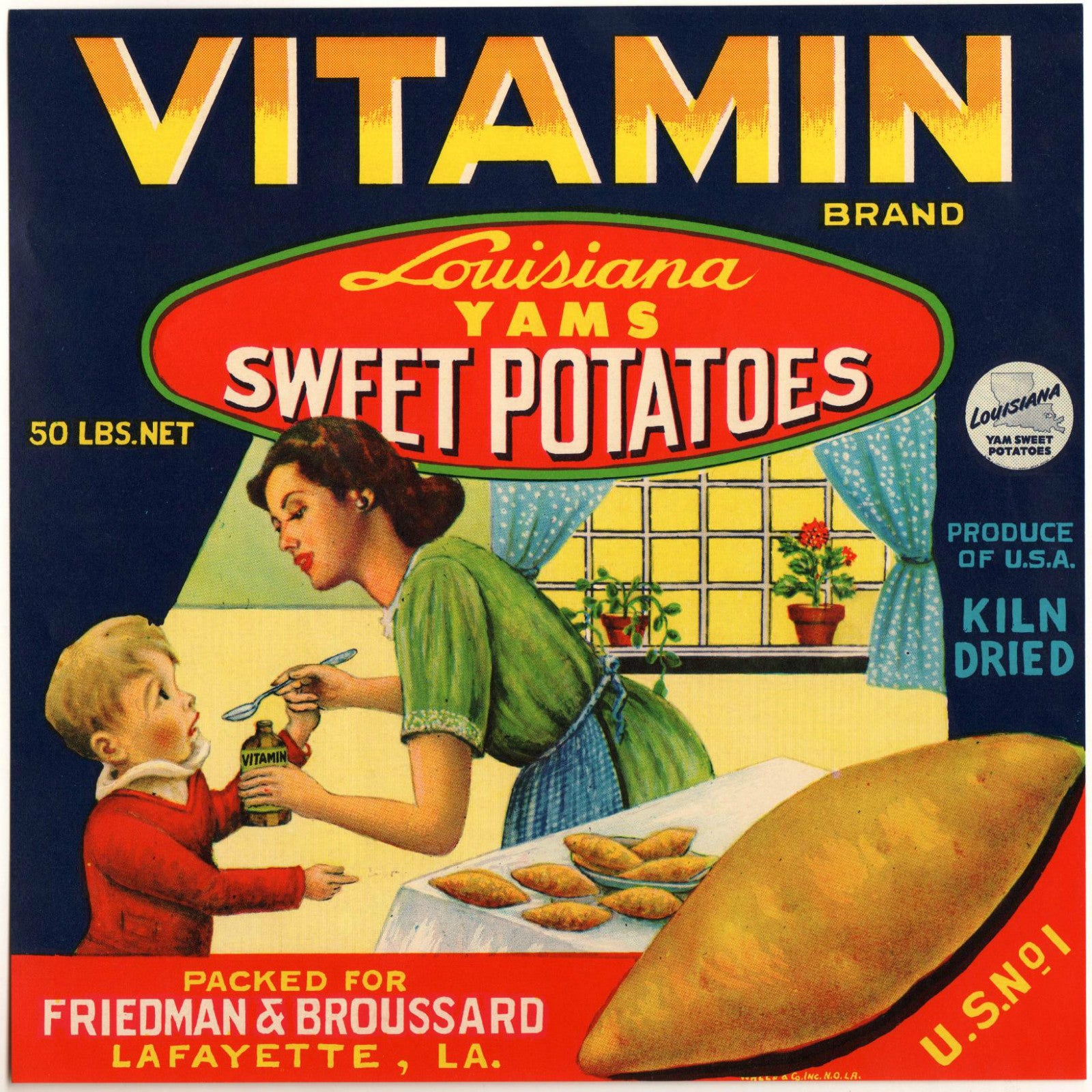 *Original* VITAMIN 1950's Healthy Mother Baby Louisiana Yam Label NOT A COPY!