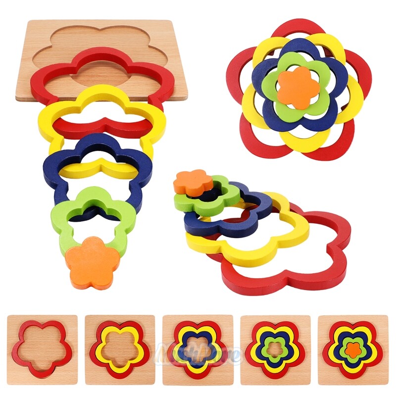 6pcs Wooden Jigsaw Puzzle For Toddlers Kids Montessori Early Educational Toys 
