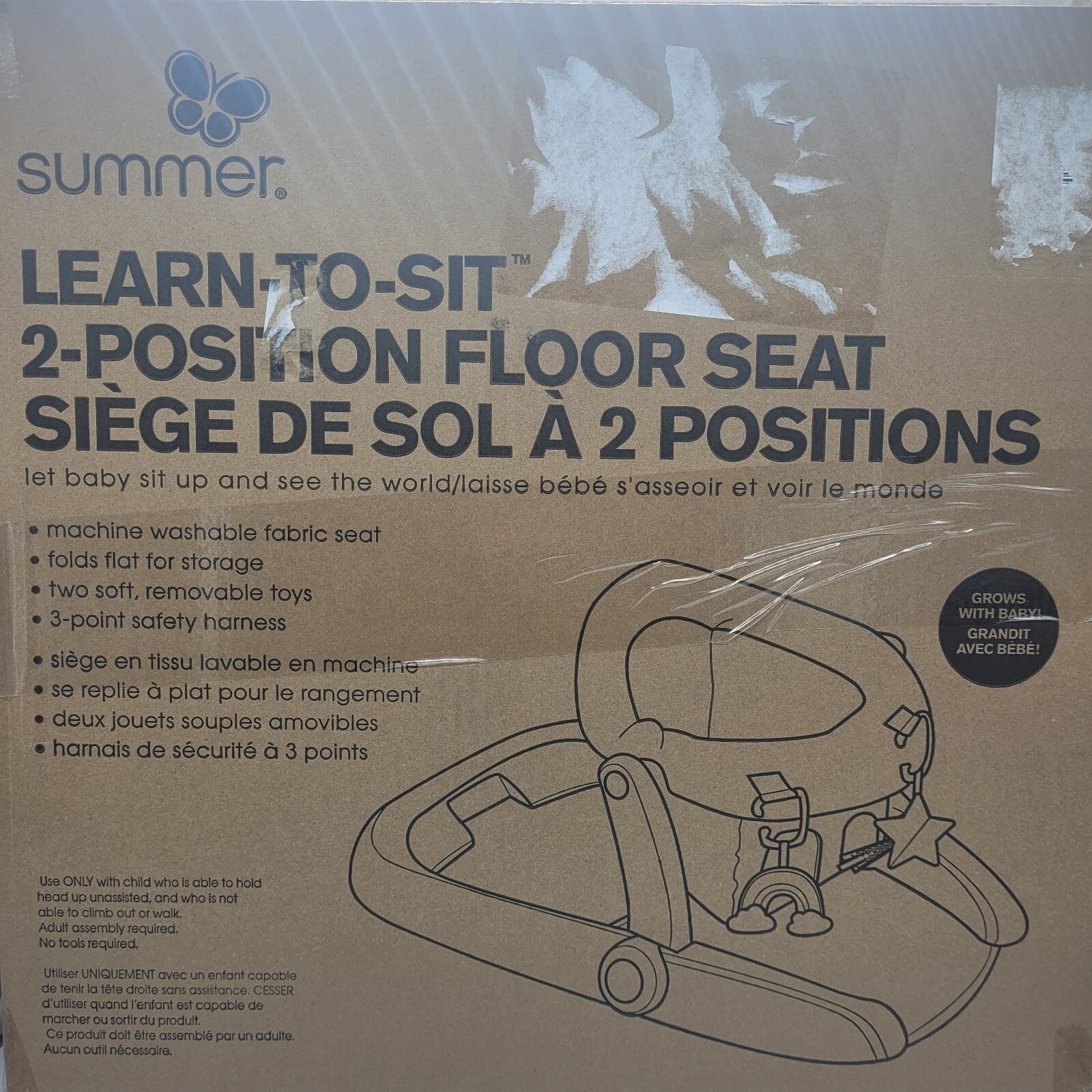 Summer Infant Learn-to-Sit 2-Position Floor Seat Sit Baby Up Gray