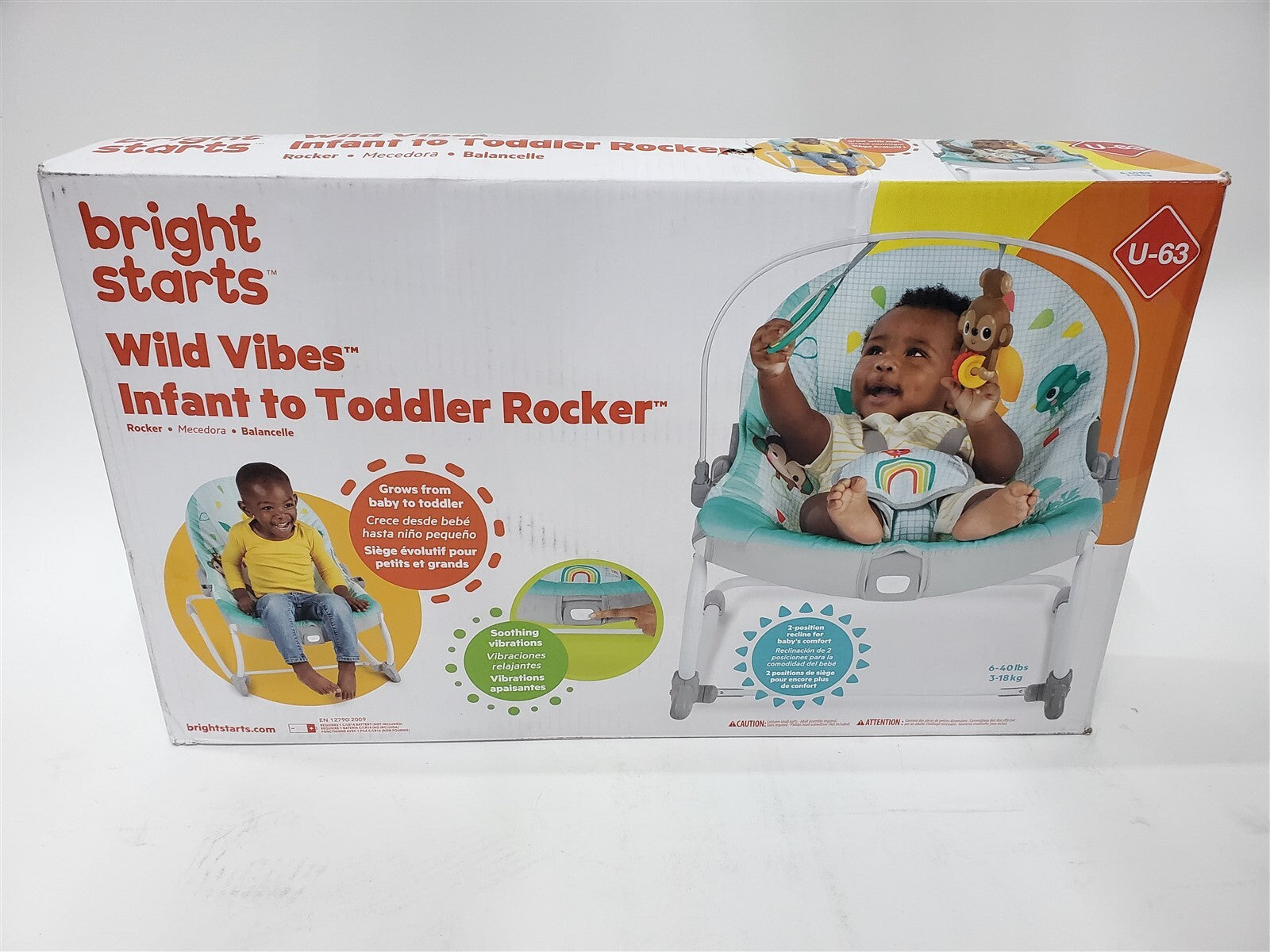 Bright Starts Wild Vibes Infant to Toddler Rocker with Vibrations