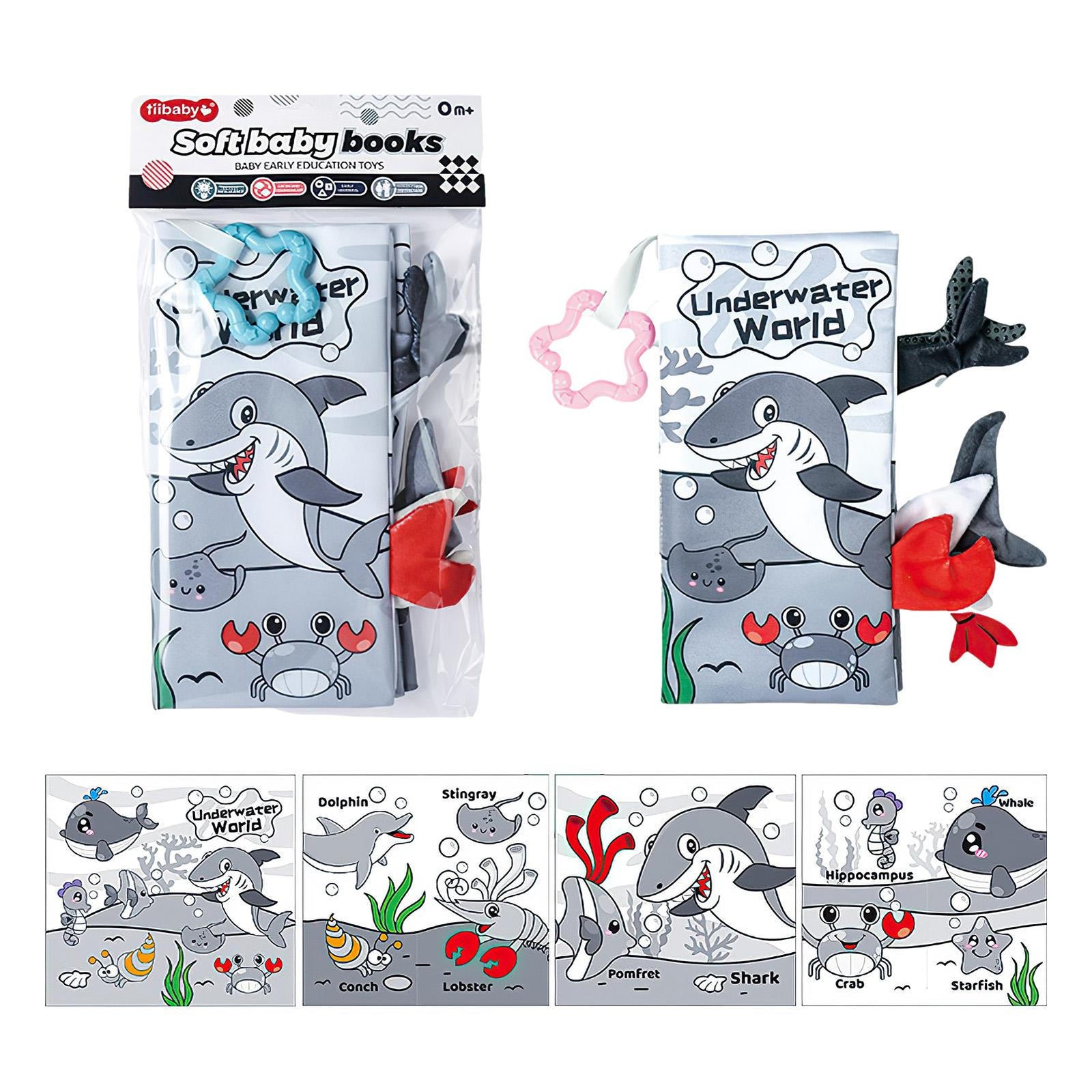 Animal Tails Baby Book Soft Crinkle Cloth Book Early Education Learning Toy 