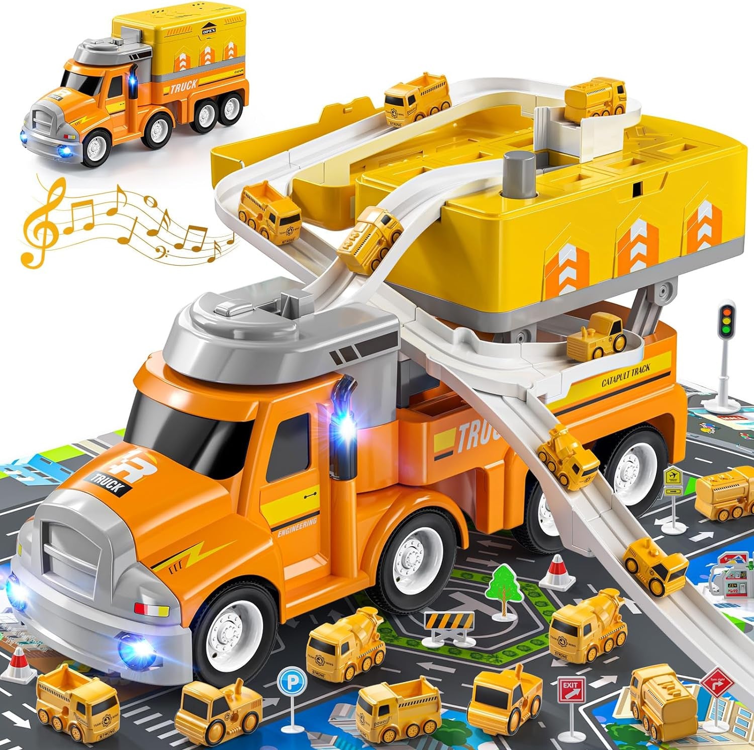 TEMI Toy Cars and Trucks for Kids 3 4 5 6 Years Old, Vehicle Toys for Kids with 