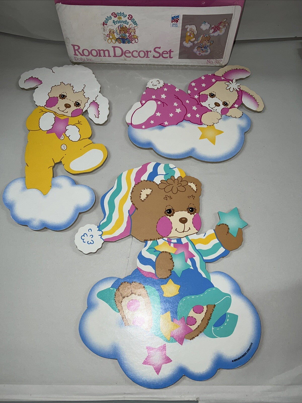 New Old Stock 1980s 3 Pc Teddy Beddy Bear & Friends Baby Room Wall Decor Sheep