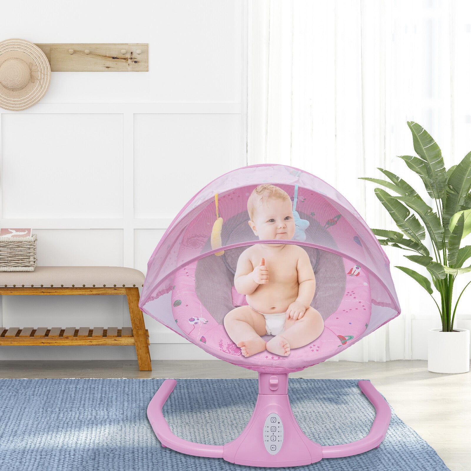Remote Portable Bluetooth Music Baby Swing Child Infant Electric Swing Chair Bed