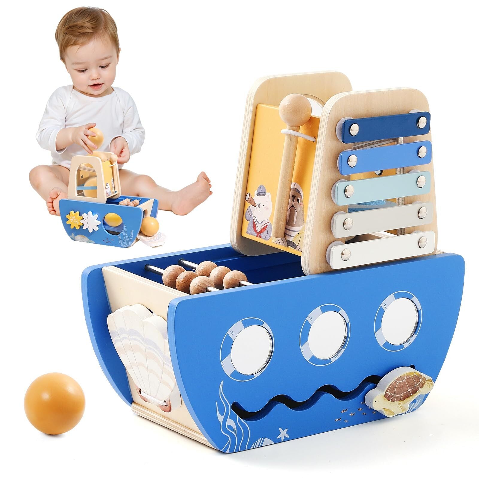 let's make Wooden Activity Cube 8-in-1 Montessori Toys Includes Object Perman...