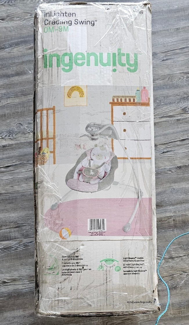 Ingenuity InLighten 6-Speed Baby Swing - Easy-Fold Frame, Swivel Infant Seat, Up