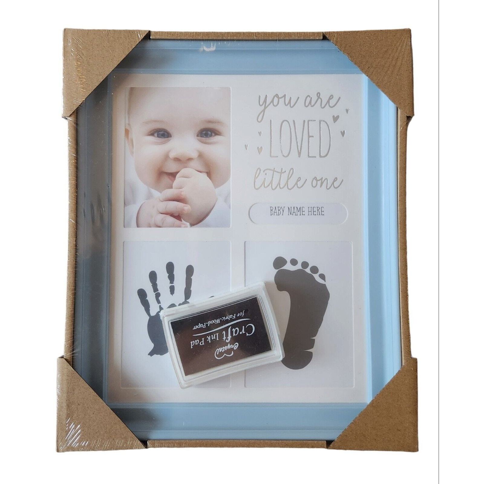 NEW First Prints Baby Hand Print & Photo Frame Gift Box Includes Ink pad (Blue)
