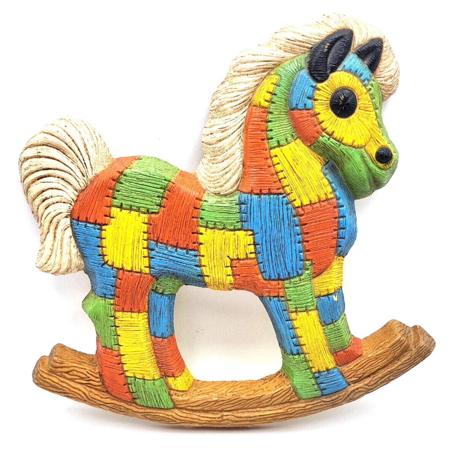 Vintage Patchwork Pony Rocking Horse Wall Decor Foam Craft Frankies Designs 1985