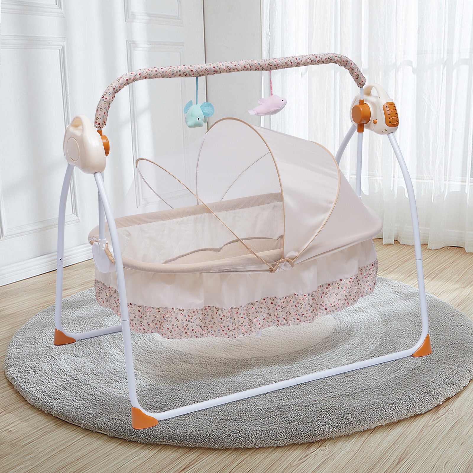 Bluetooth Electric Baby Crib Cradle Auto-Swing Newborn Bassinet Bed Infant Bed