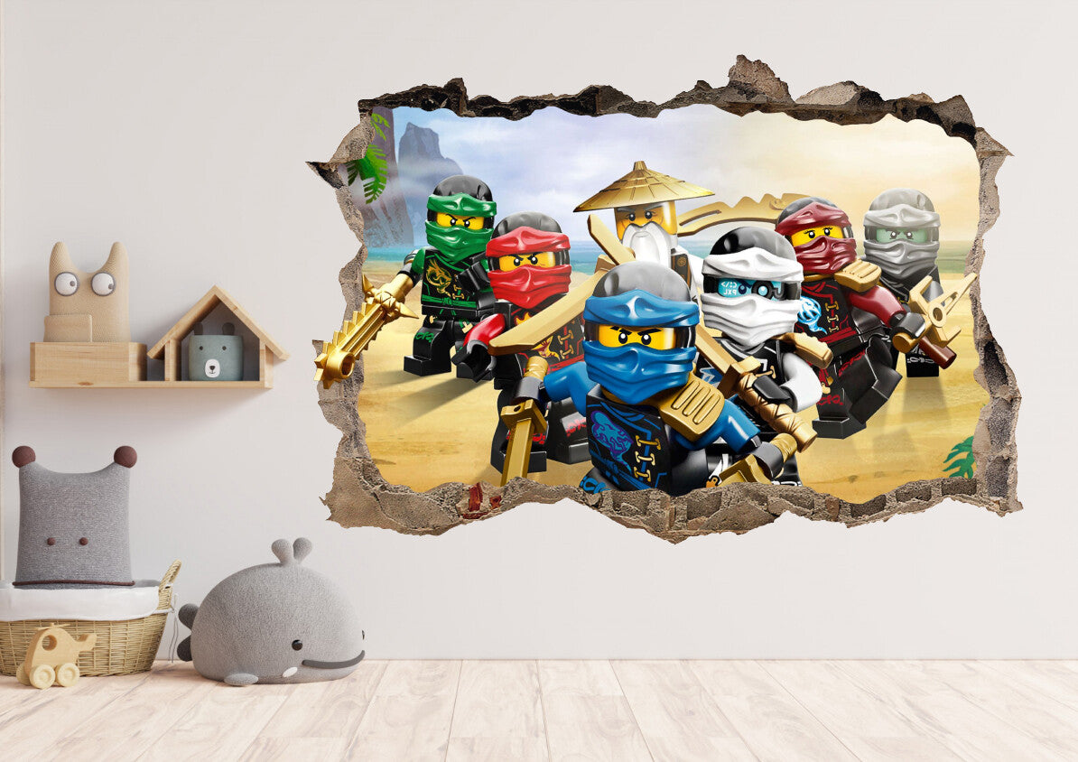 Ninjago series - 3D Smashed Wall Effect -  Wall Decal For Home Nursery Decoratio