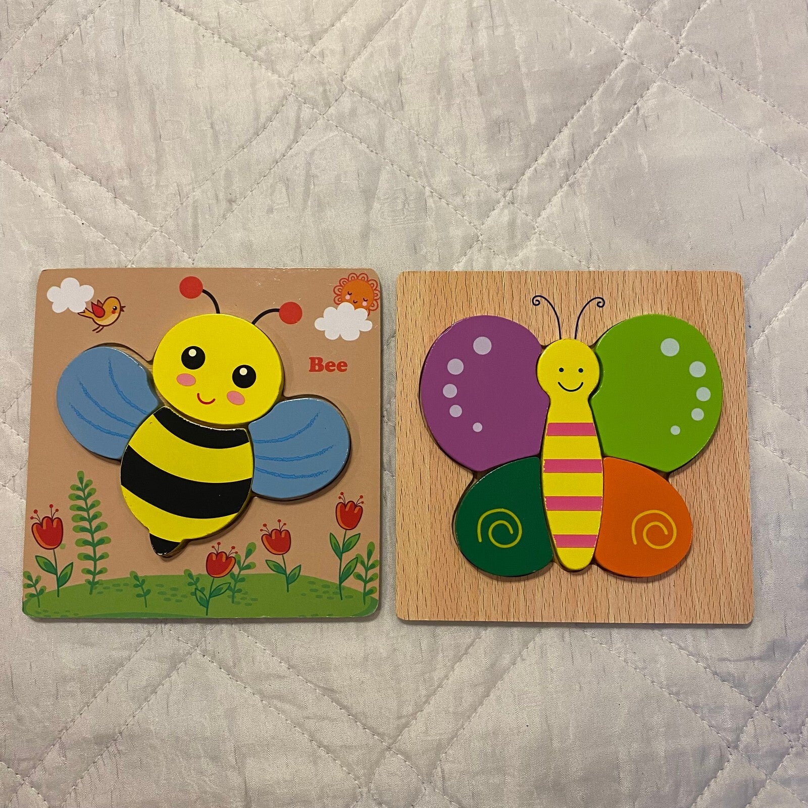 Bee and Butterfly Wooden Toddler puzzles