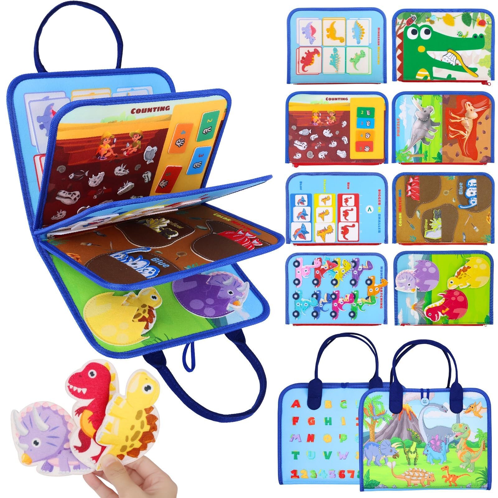 Alotwan Dinosaur Toys Busy Board for Kids, Montessori Toddler Toys Gift for B...