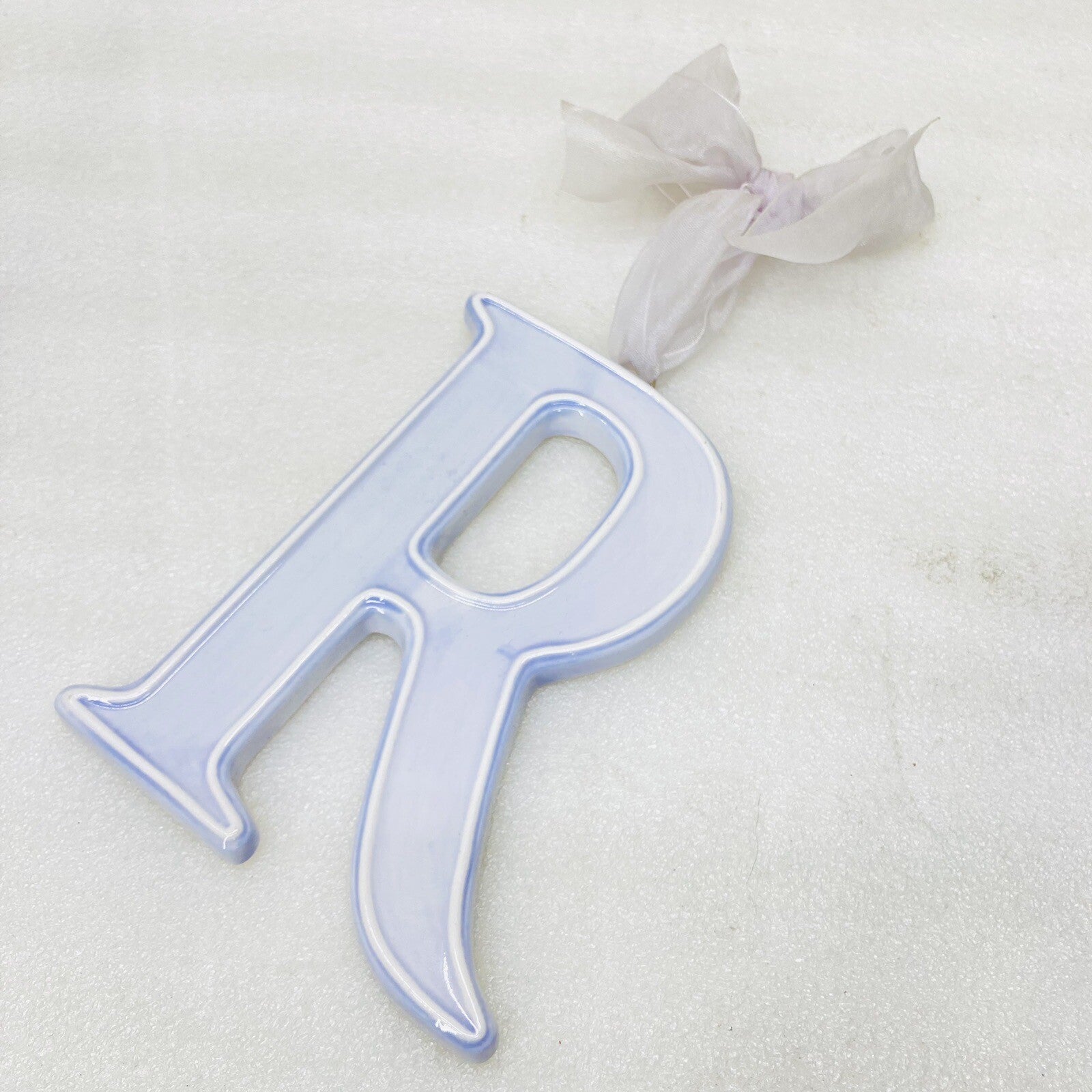 NEW? AMSCAN Ceramic Baby Wall Decor Hanging Letter Monogram Initial R Light Blue