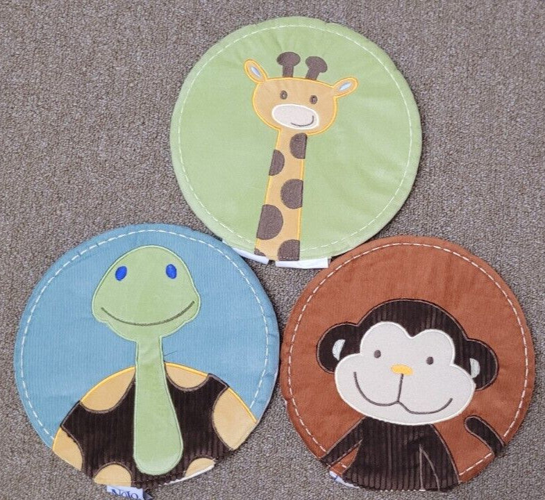 Noja Nursery Baby Puffy Animals Monkey Giraffe Turtle 3-Piece Wall Decorations