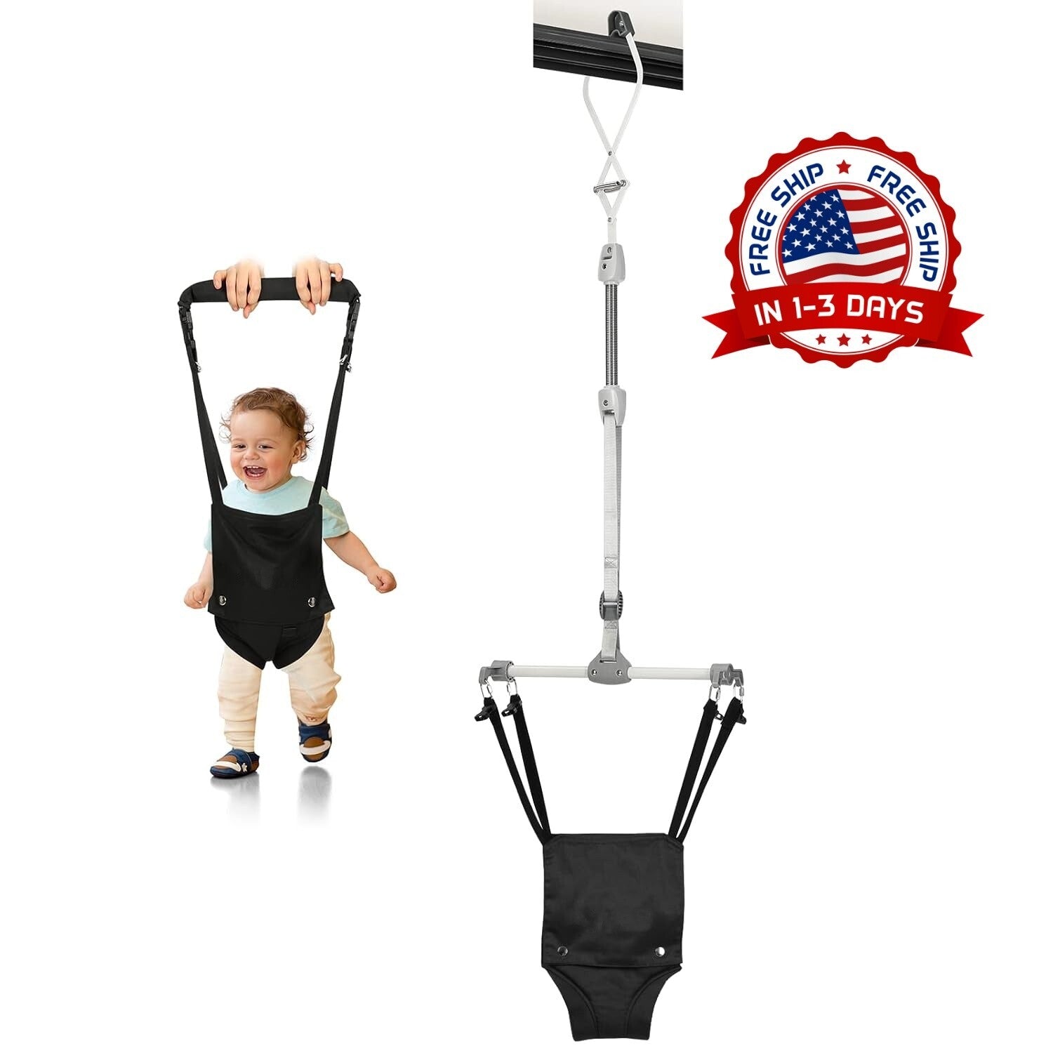 Saltador para bebé con correa ajustable y asiento con abrazadera para puerta NEW
