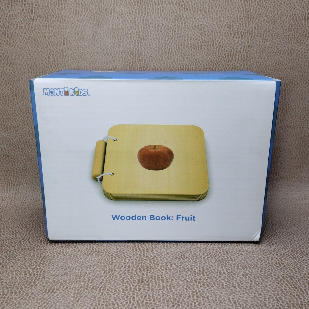 Monti Kids Montessori Wooden Book: Fruit development learning toys
