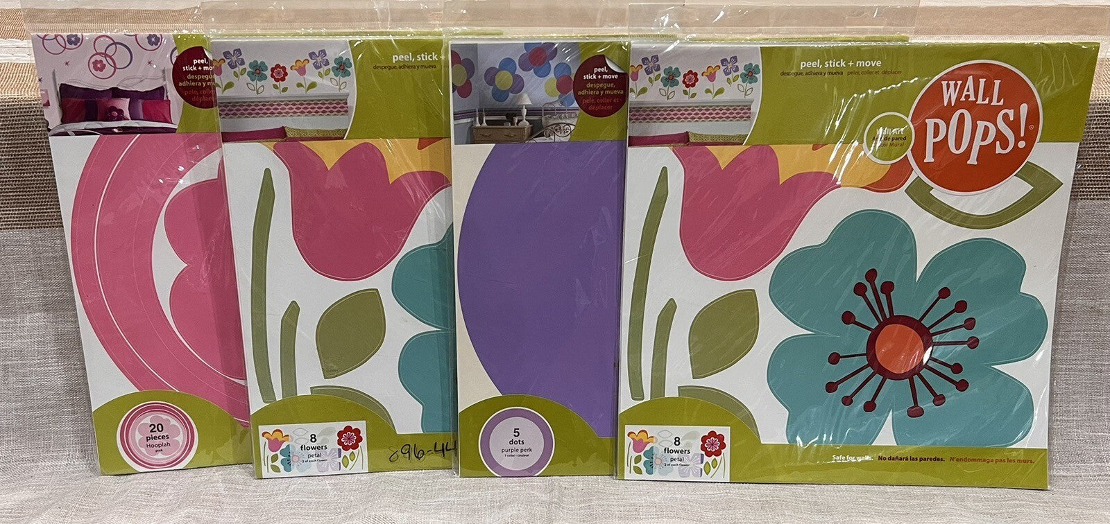 NEW Wall Pops! Removable Wall Art, Self Stick Decals 41pcs Large Size! 4 Packs