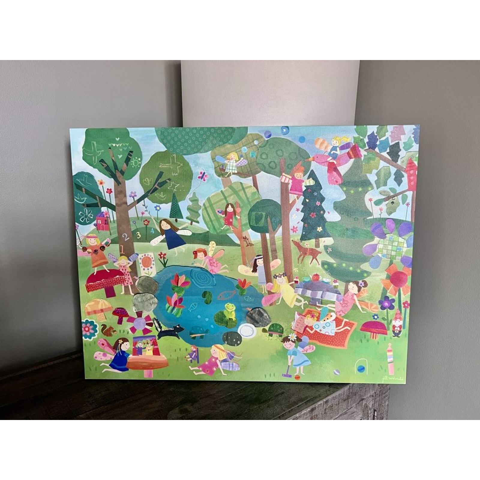 Oopsy Daisy Forrest Fairies Canvas Art 26" x 20" Girls Baby Nursery Wall Decor