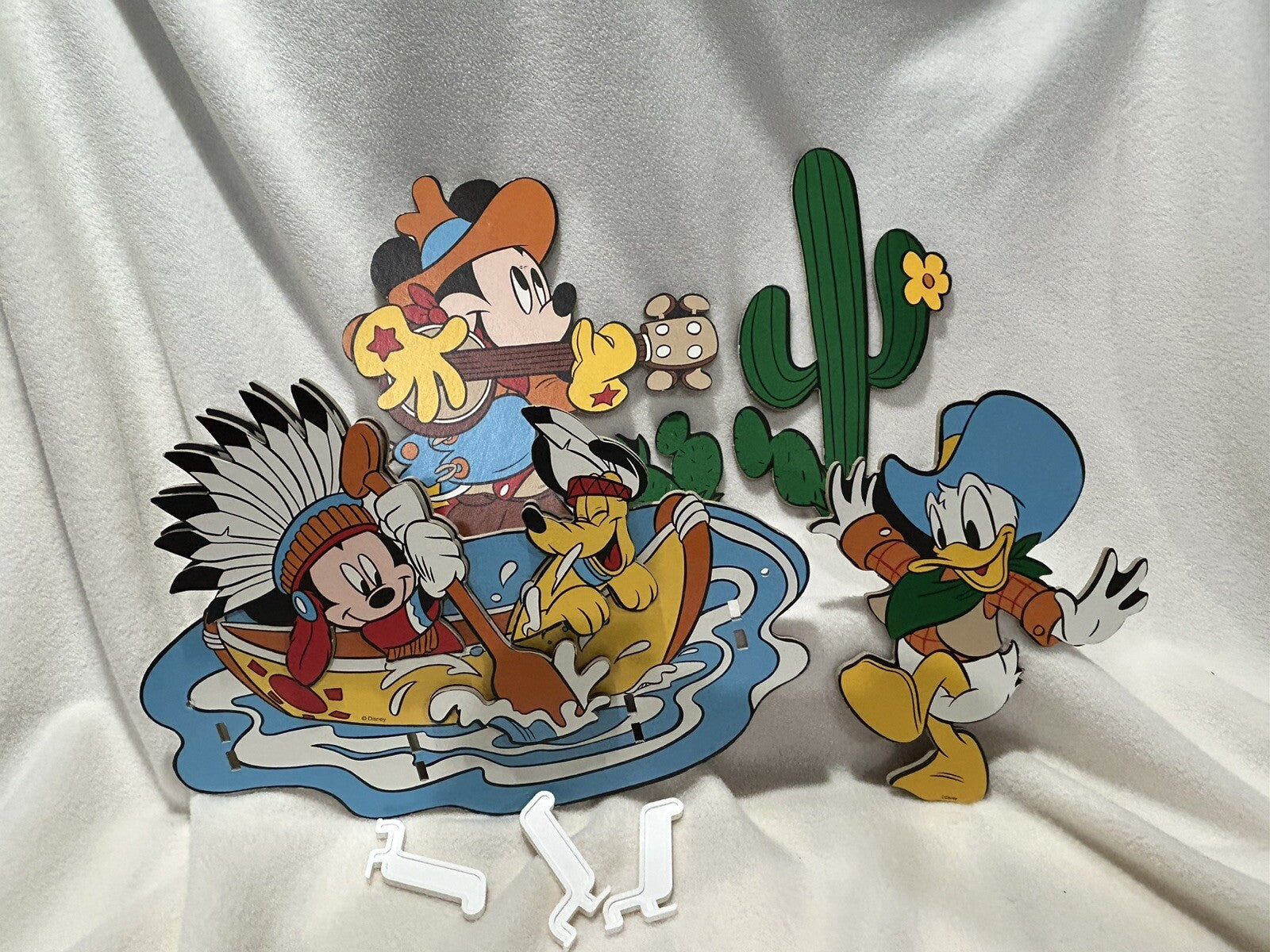 VTG Disney Pressed Cardboard Wall Decor Baby Nursery Decor COWBOY Western Mickey