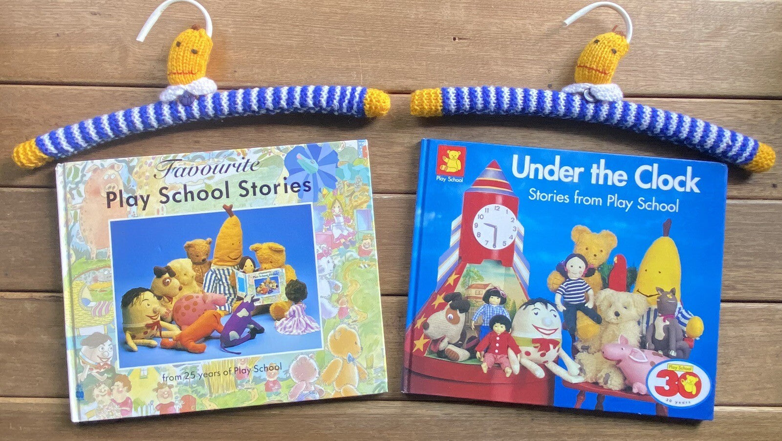 Vintage ABC Play School Books, Bananas in Pyjamas Hangers Nursery Bedroom Bundle