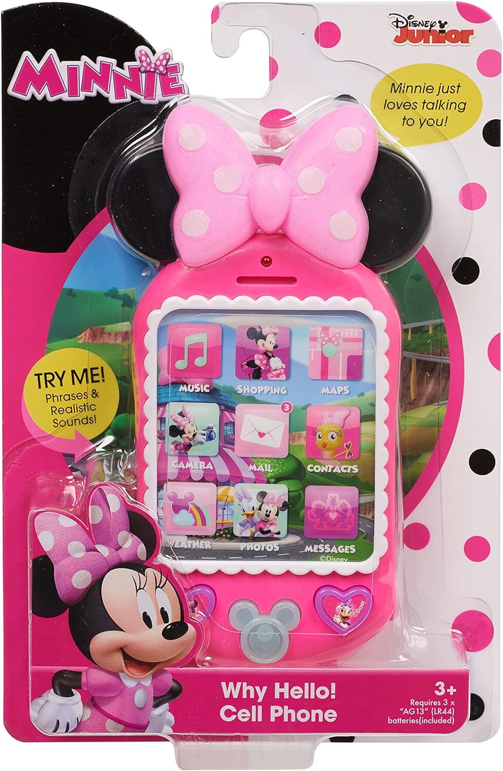 Minnie Bow-Tique Why Hello Pretend Play Cell Phone, Lights and Sounds, Kids Toys