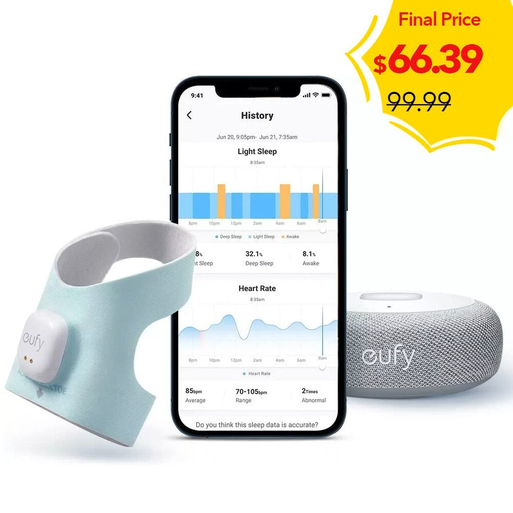 eufy Baby S320 Smart Sock Smart Baby Monitor for Baby 0-18 Months 24 Hours Soft