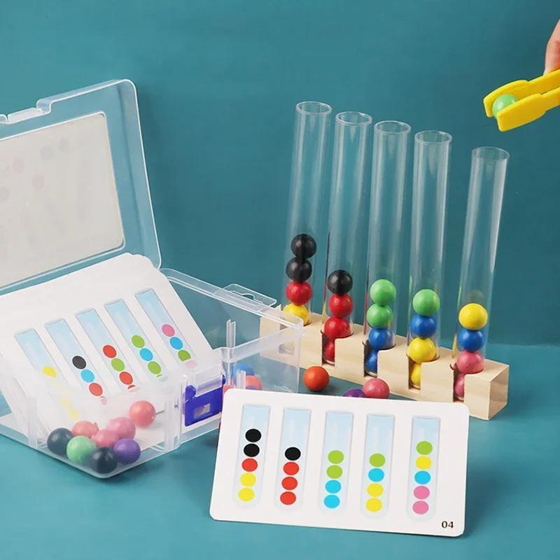 "1/5 Tube Clip Beads Toy - Montessori Game for Kids' Logic and Fine Motor Skills