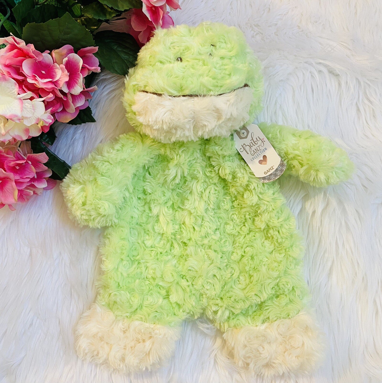 Baby Ganz Frog Flat a Pat Security Blanket Lovey Plush Flatty Baby Infant (NWT)