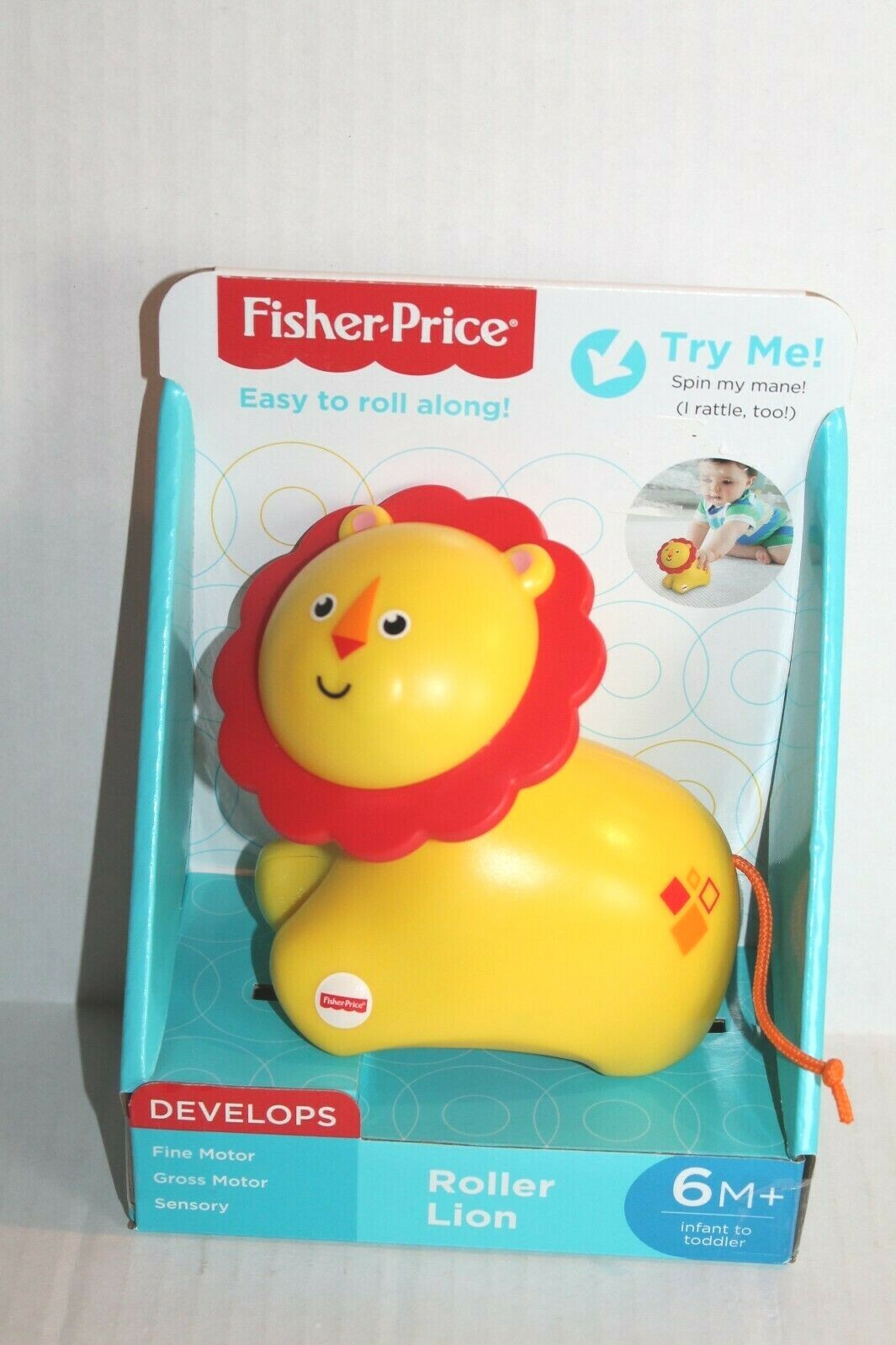 Fisher-Price Roller Lion Infant Baby Toy Spins & Rattles Ages 6 Months+ NEW