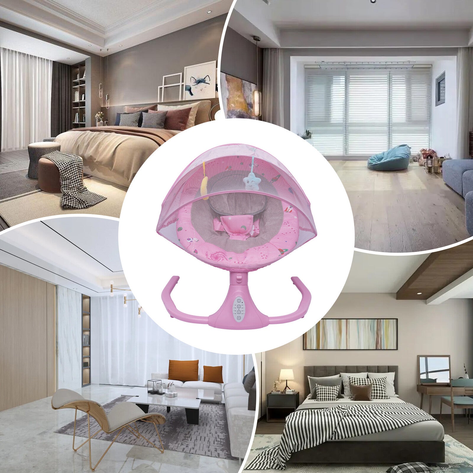 Newborn Music Cradle Rocker Chair Electric Baby Bouncer Swing Infant Bluetooth