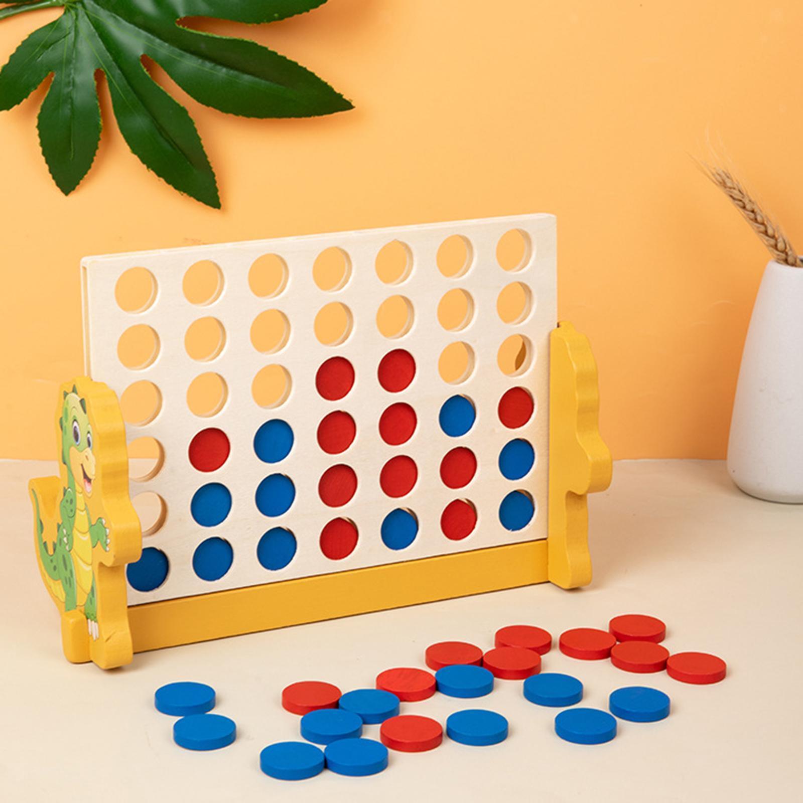 Wooden 4 in A Row Game Strategy Game Classic Checkers Fun Fine Motor Skills