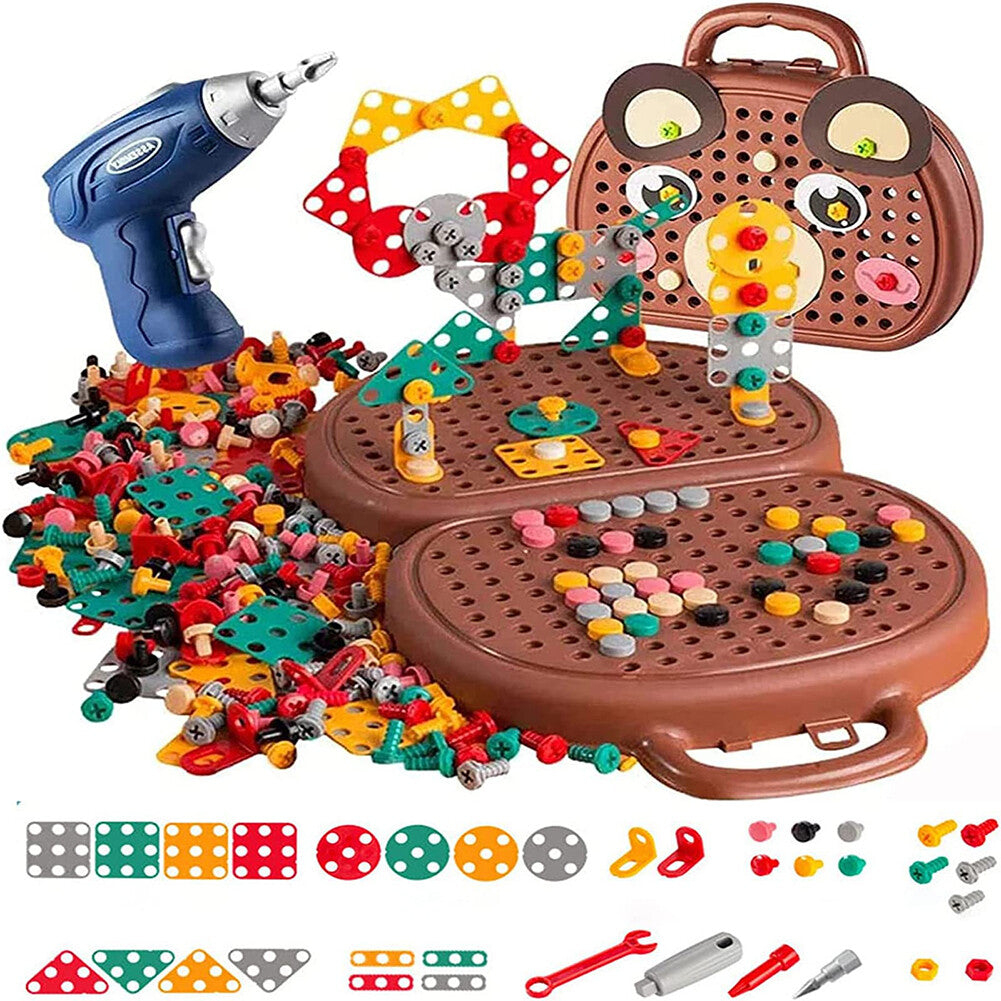 203Piece with Electric Drill Screw Tool Creative Mosaic Puzzle Toy for Gift