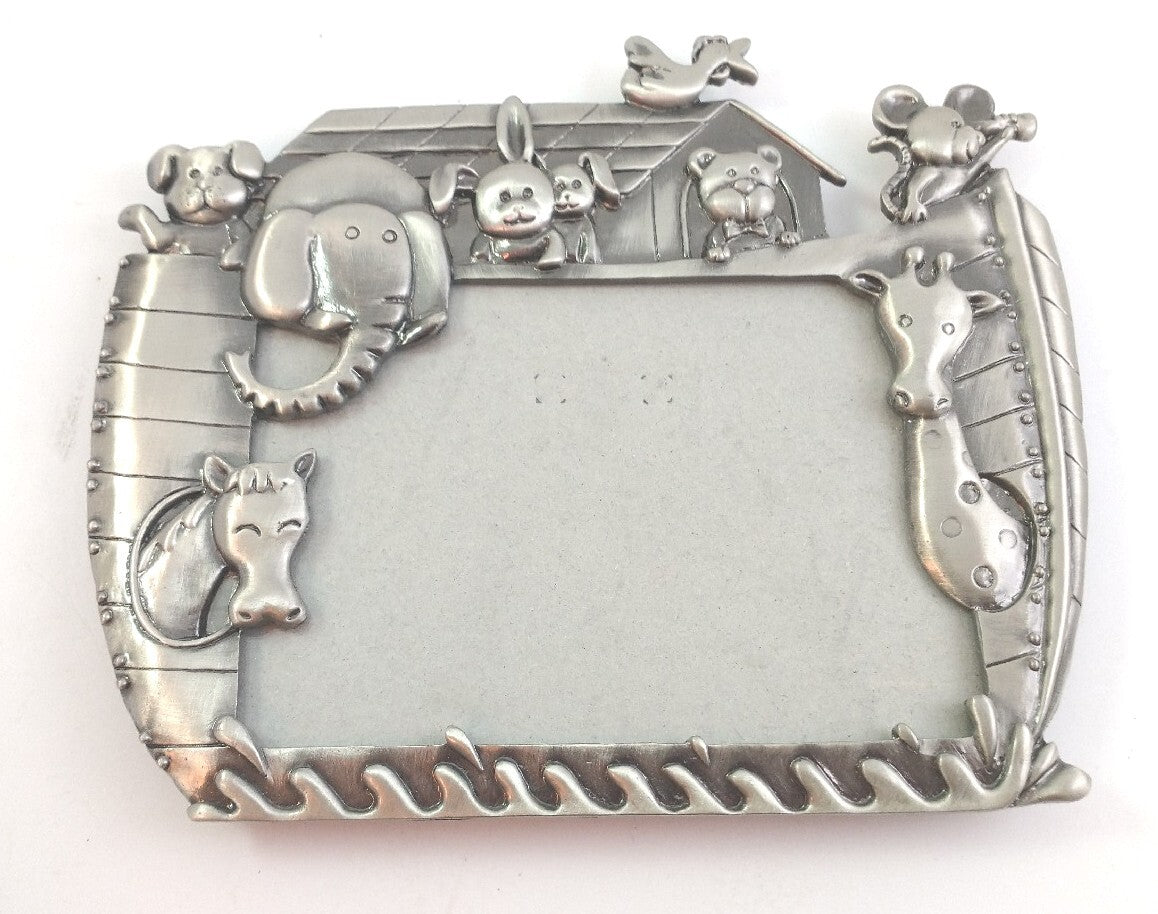 Malden Noah's Ark Metal 3.5"× 5" Picture Photo Frame Pewter Color