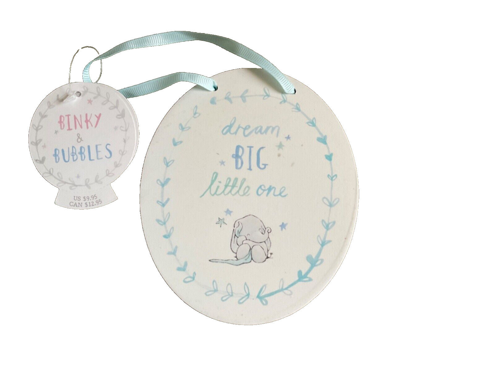 Binky and Bubbles baby bedroom door sign blue elephant