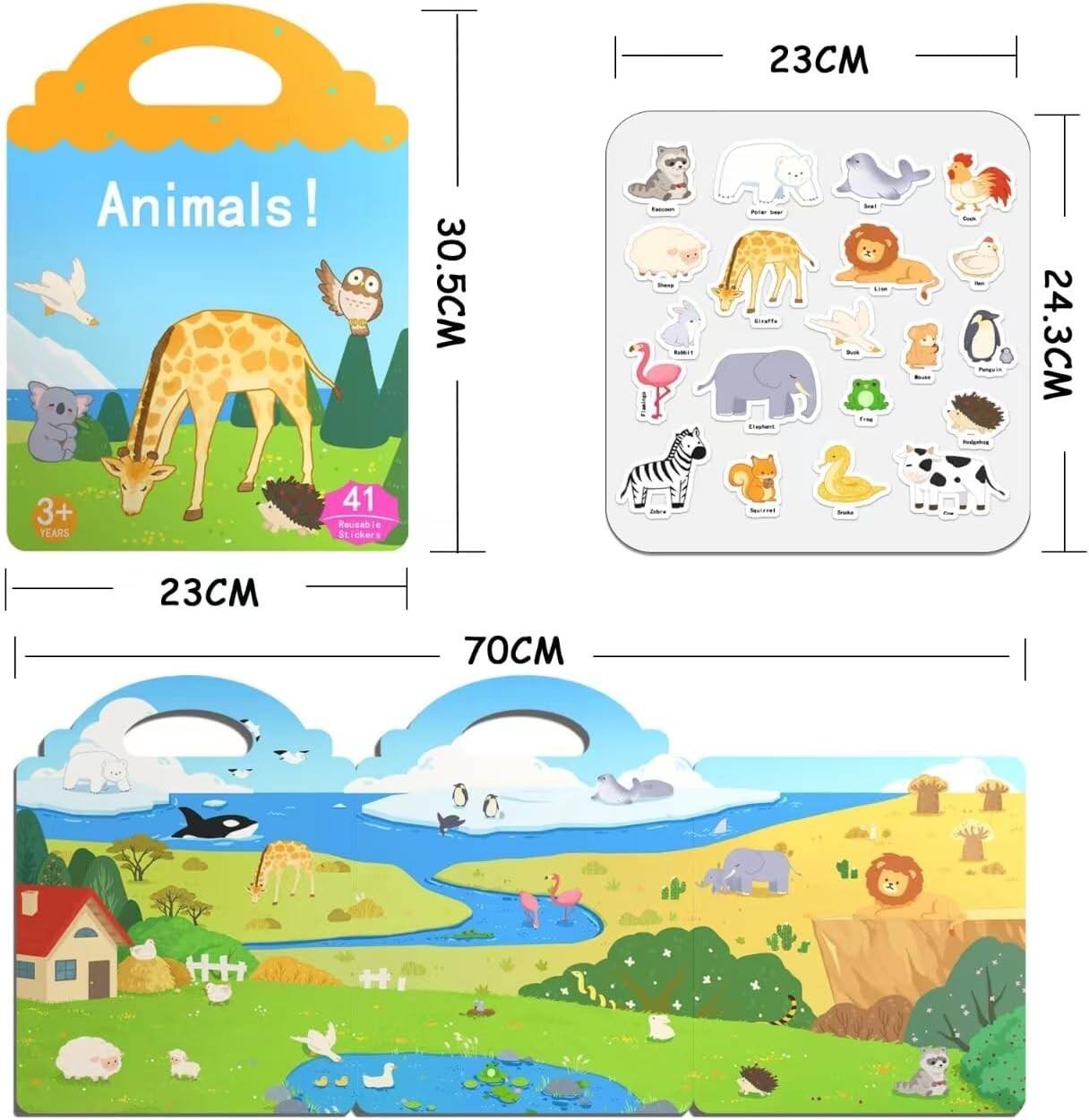 Boys Girls Anima Reusable Jelly Sticker Books for Kids Learning Toy
