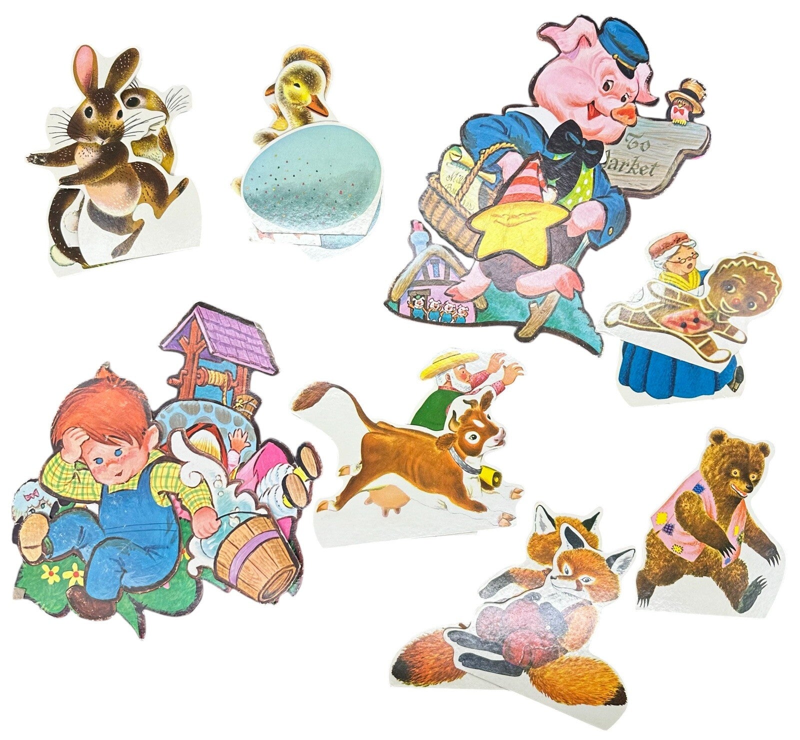 Vintage Nursery Rhyme Wall Decor Thick Cardboard Die Cut Baby Room Deco Lot 17