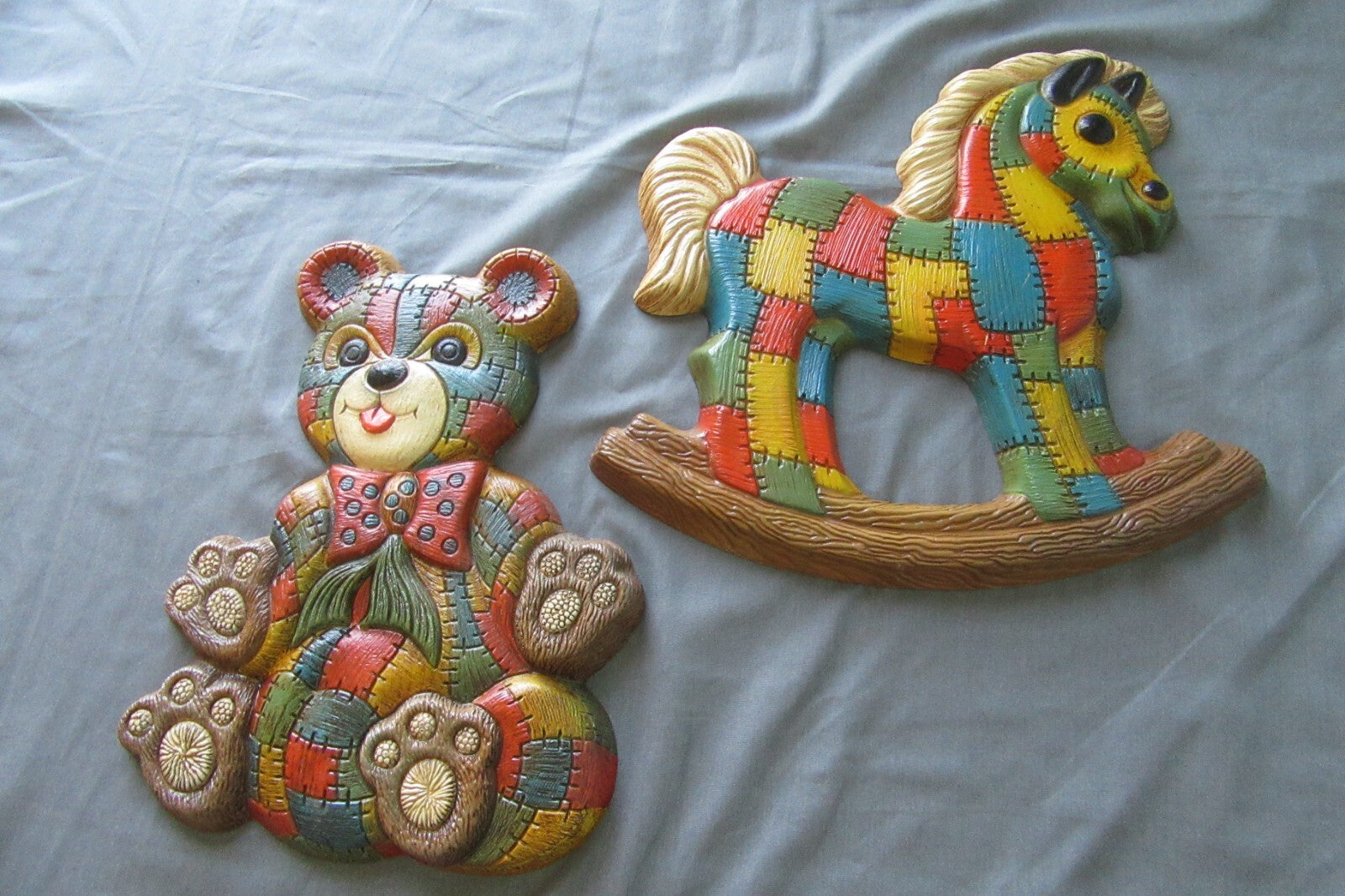 Vintage Foam Craft Patchwork Wall Decor Nursery Teddy Rocking Horse
