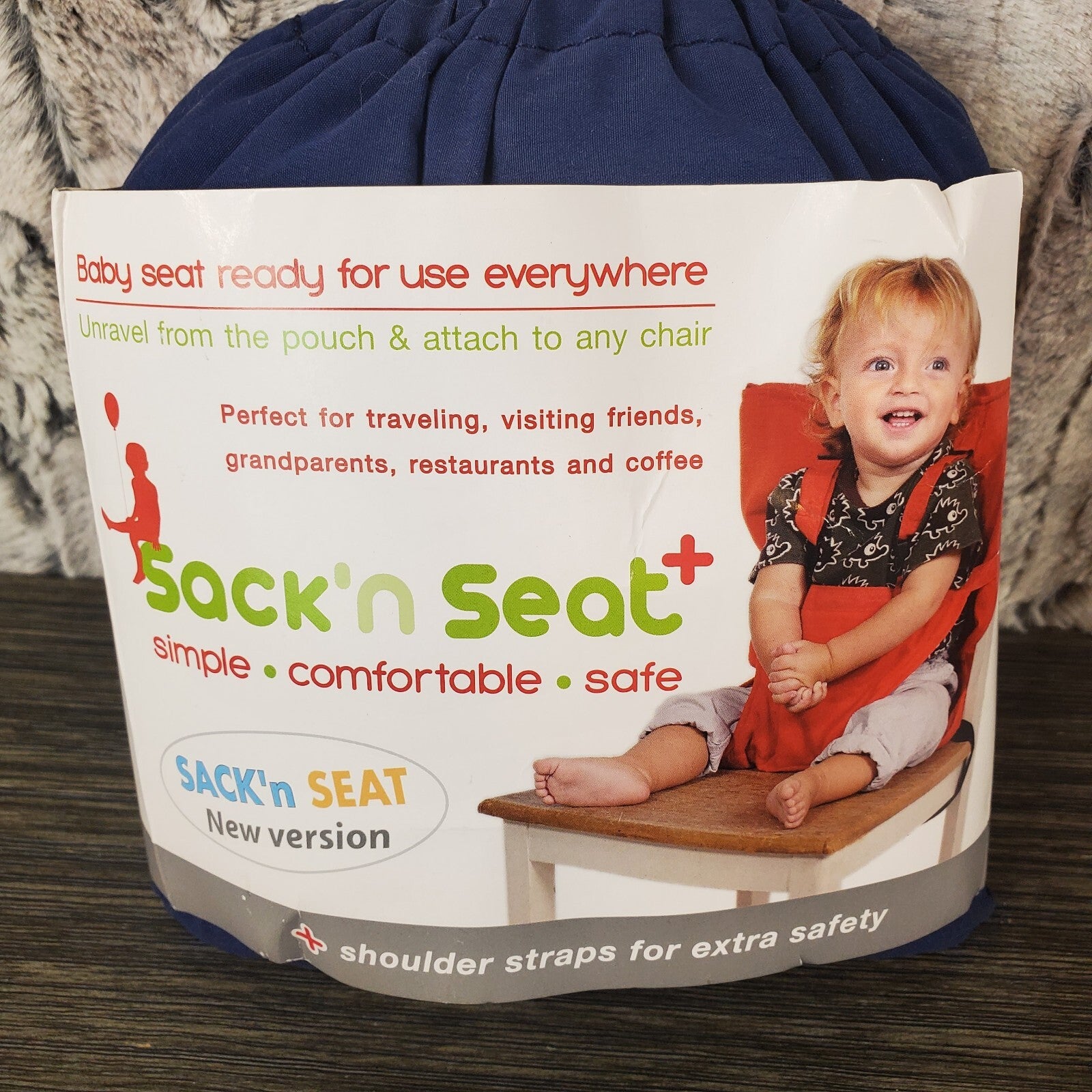 Sac n Seat Portable FABRIC Highchair - Soft Sided For Travel - Compact - Blue 