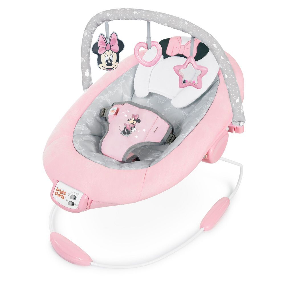Bright Starts Disney Baby Minnie Mouse Rosy Skies Pink Baby Bouncer Infant Seat