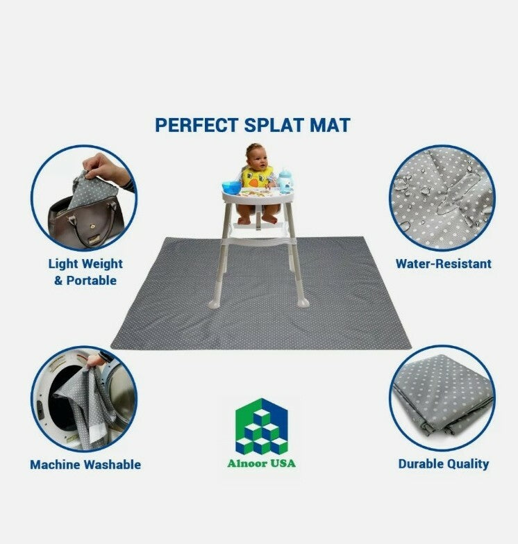 Splat Mat for High Chair, Crafts W/ Carry Bag Washable & Water Resistant 52"x52"