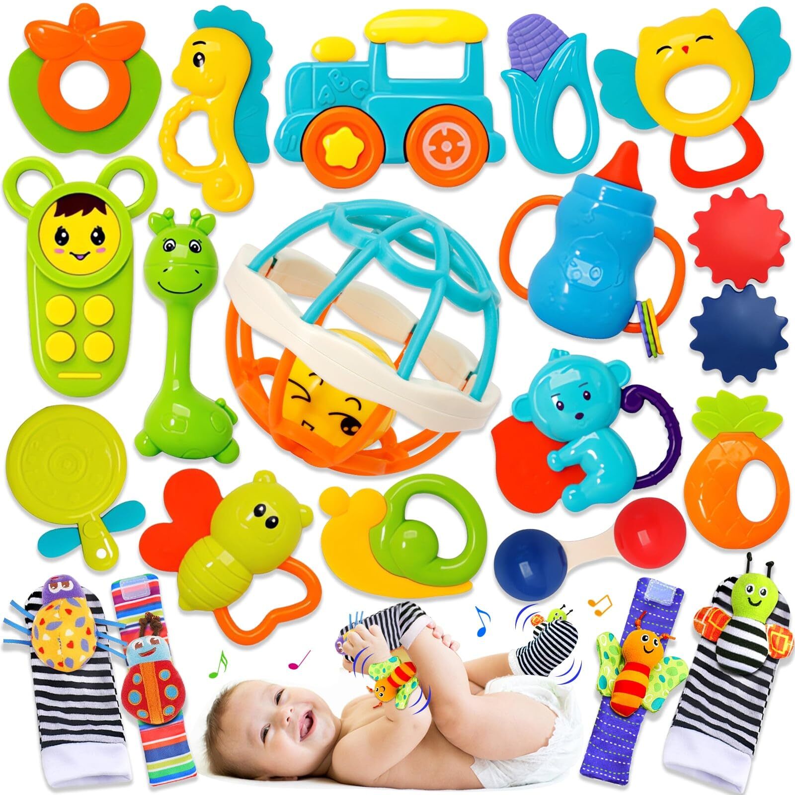 18Pcs Baby Toys 3-6 Months Baby Rattles 0-6 Months Newborn Infant Baby Toys
