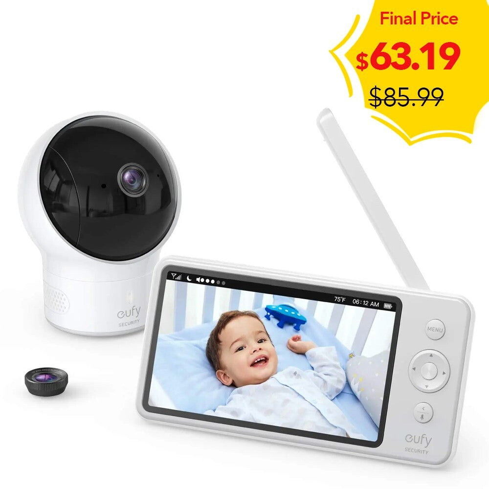 eufy Video Baby Monitor 720P Security Camera  5" Display Night Vision 110° Angle