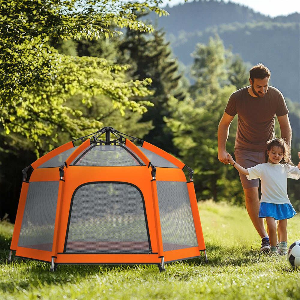 Baby Playpen Foldable Indoor Outdoor Babies Toddlers Pop up Beach Tent w/ Canopy
