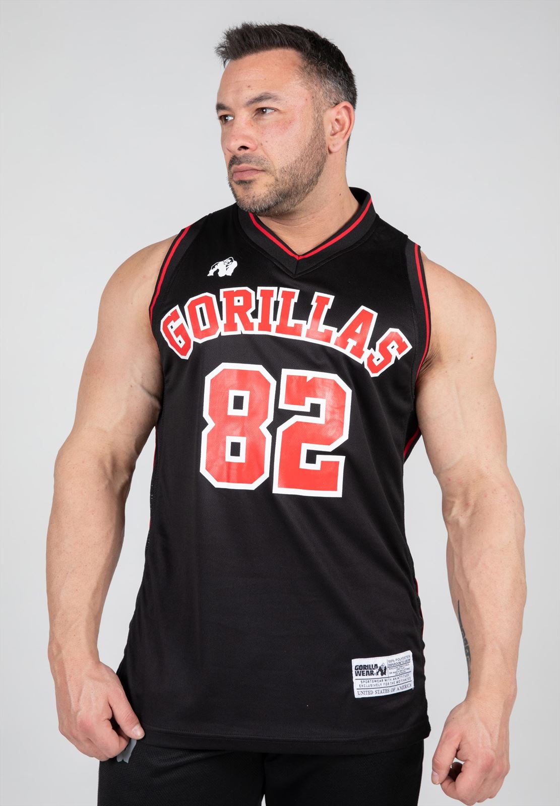 San Mateo Jersey Tank Top - Black-Red - S