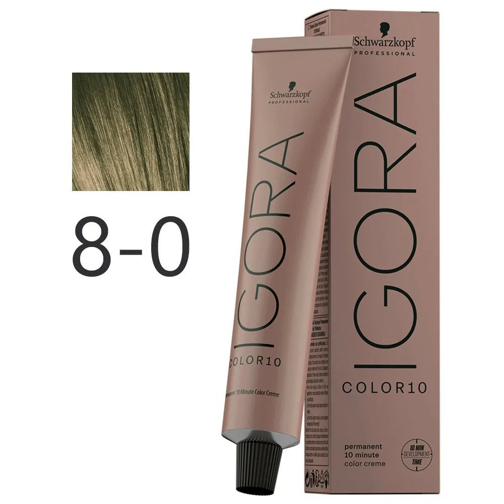Vopsea permanenta de par 10 minute Igora Color 10 (Crema colorata permanenta 10 minute) 60 ml - Nuanta: 8-0